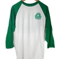 Shake-Junt Getcha Roll On White Green Front Small Print Large Back Print Mens Size L 3/4 Sleeve Baseball Raglan Vintage Shirt