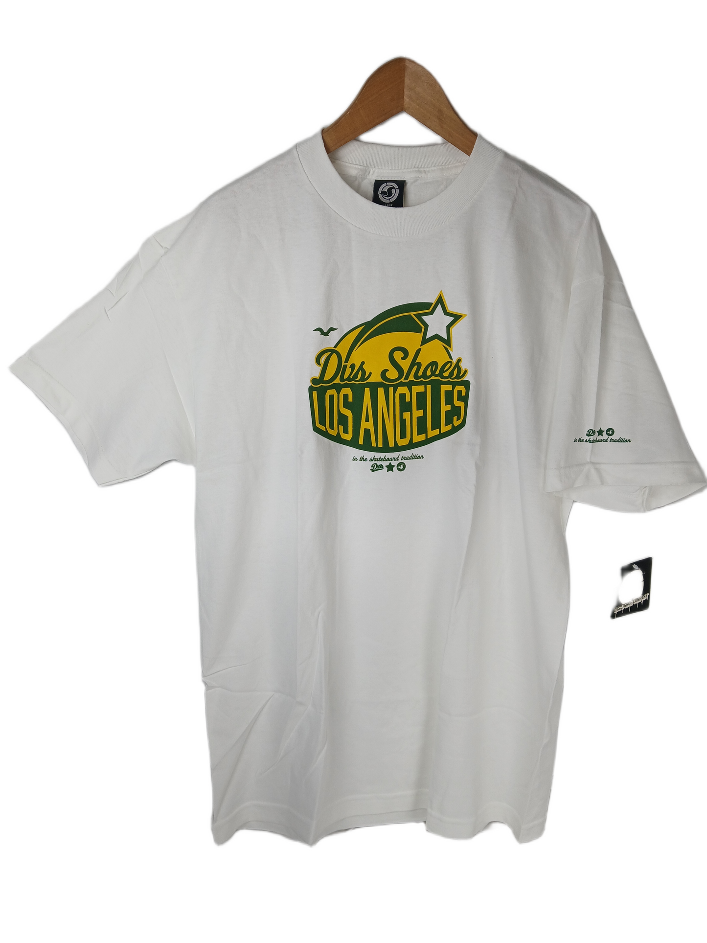 DVS White Green Yellow Stadium Shirt Logo Mens Size L S/s Vintage Shirt