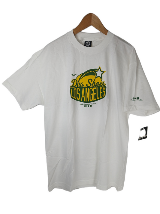 DVS White Green Yellow Stadium Shirt Logo Mens Size L S/s Vintage Shirt