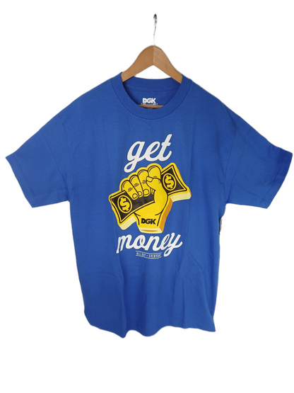 DGK Get Money Blue Multi Mens Size L S/s Vintage Shirt