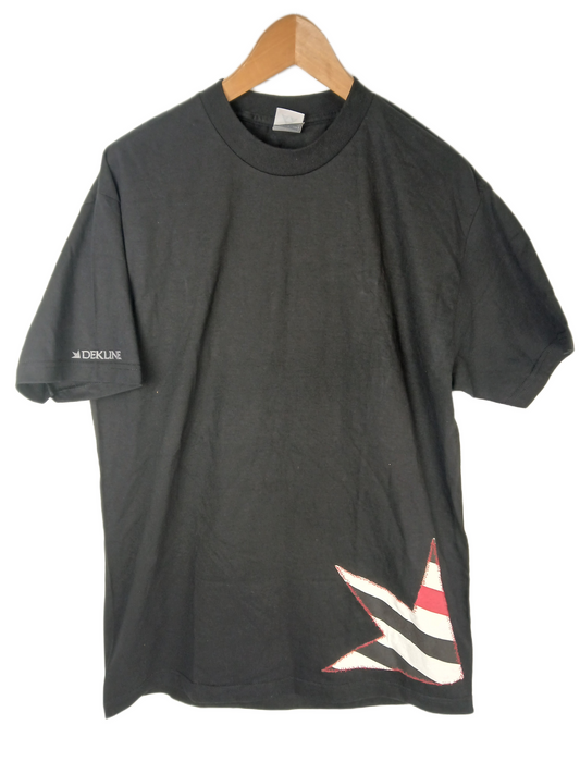 Dekline Hand Stitched Dekline Flag Black White Red Mens Size L S/s Vintage Shirt