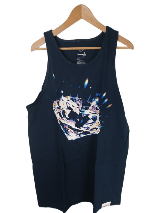 Diamond Fallen Navy Multi Mens Size L Sleeveless Vintage Tank Top Shirt