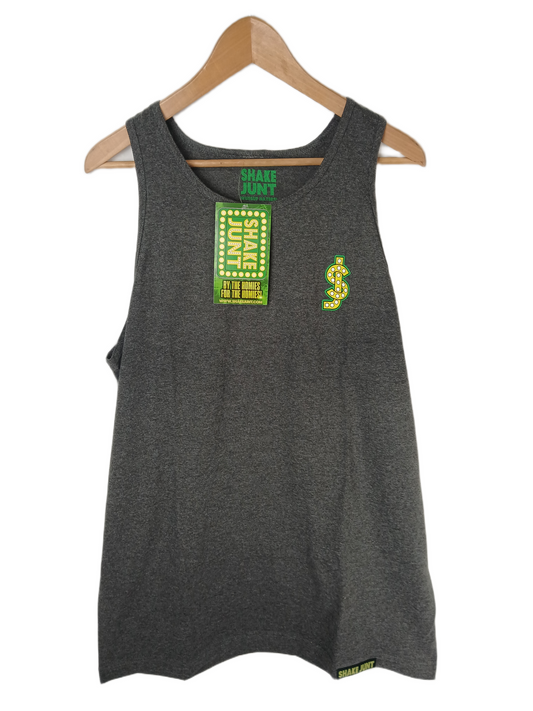Shake Junt SJ Heather Grey Green Yellow Mens Size L S/s Vintage Shirt