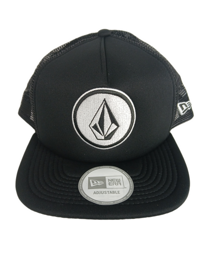 Volcom Volcom Stone Logo Black Silver Mesh One Size Fits All Vintage Snapback Trucker Hat