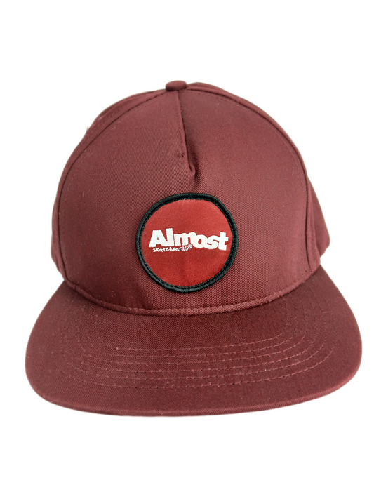 Almost Almost Logo Burgundy Red Black One Size Fits all Vintage Snapback Hat