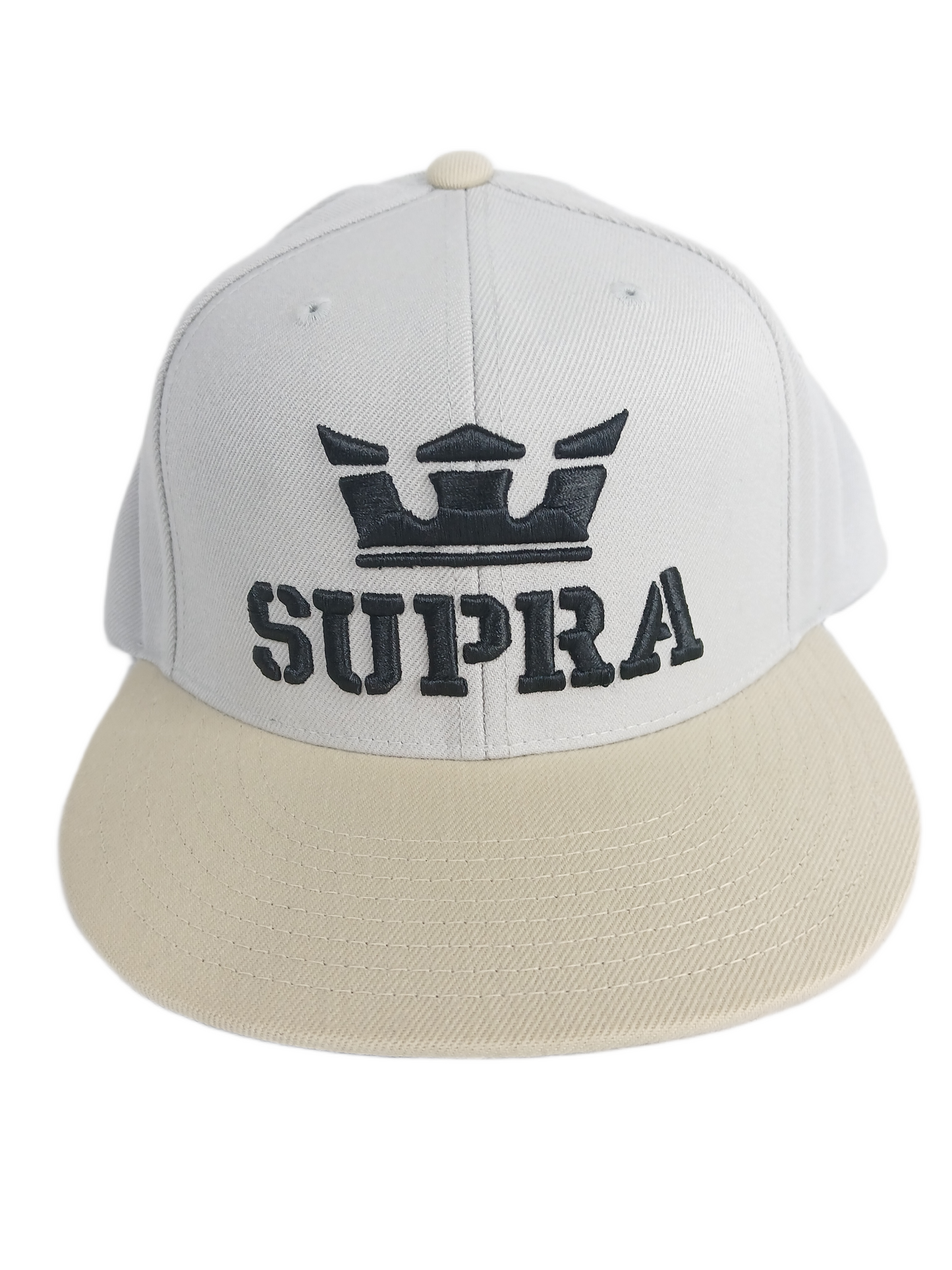Supra Salesman Sample Grey Stone Black Thick Supra Patch W Crown One Size Fits All Vintage Snapback Hat