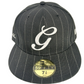 Gold X New Era 59Fifty Black White G Logo Pinstriped Size 7 1/8 56.8cm Vintage Fitted Hat