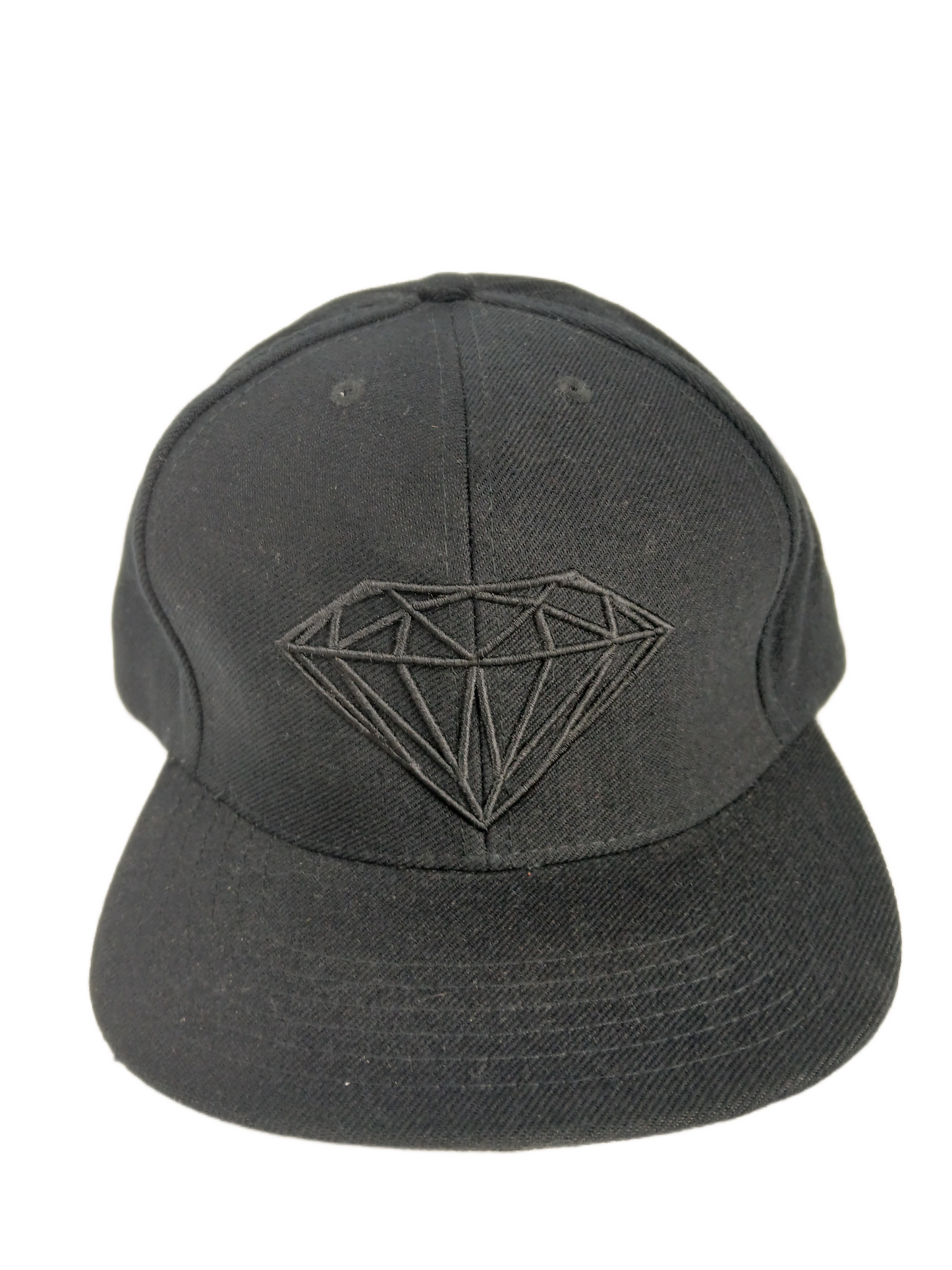 Diamond Premium Large Diamond Logo Black Black One Size Fits All Leather & Brass Strapback Hat