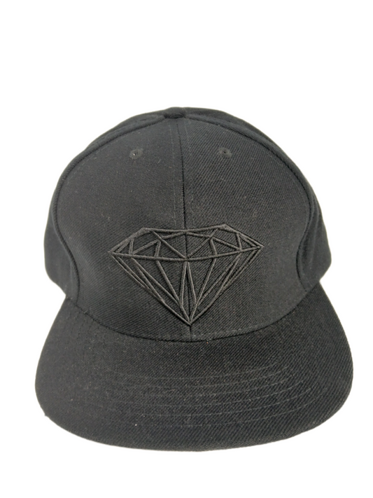 Diamond Premium Large Diamond Logo Black Black One Size Fits All Leather & Brass Strapback Hat