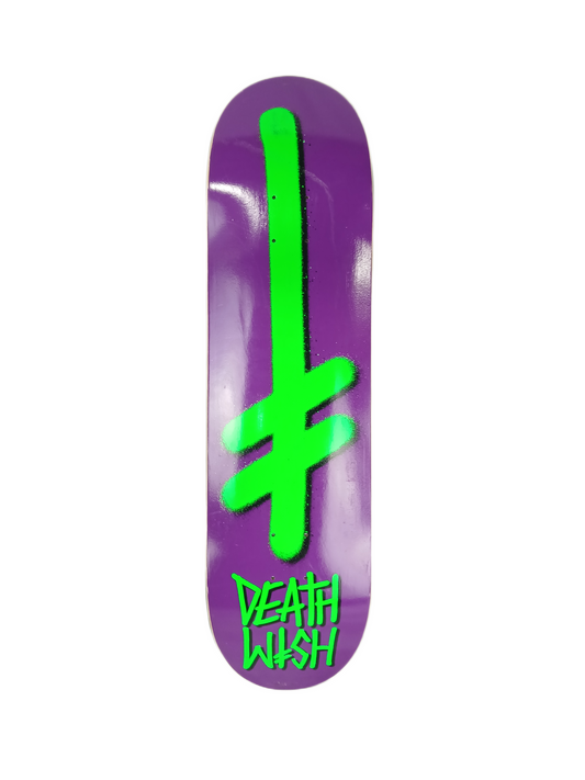 Deathwish Purple Green Spray Cross Size 8.5" Vintage NOS Deck
