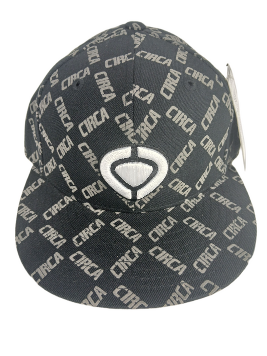 Circa Authentic C1rca Logos All Over Grey Large White Circa Logo Front Patch Size 7 Vintage Fitted Unreleased Sample Hat 2008
