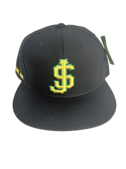 Shake Junt SJ Initials Black Green Yellow One Size Fits All Vintage Snapback Hat