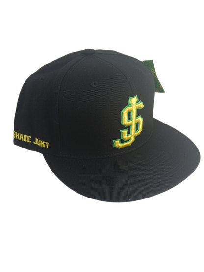 Shake Junt SJ Initials Black Green Yellow One Size Fits All Vintage Snapback Hat
