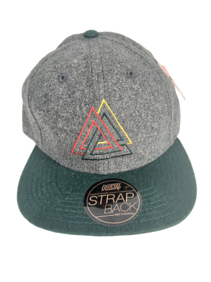 Official Premium John Cardiel All Hail Triangles Rasta Grey Green Wool Size One Size Fits All Vintage Leather Strapback Hat