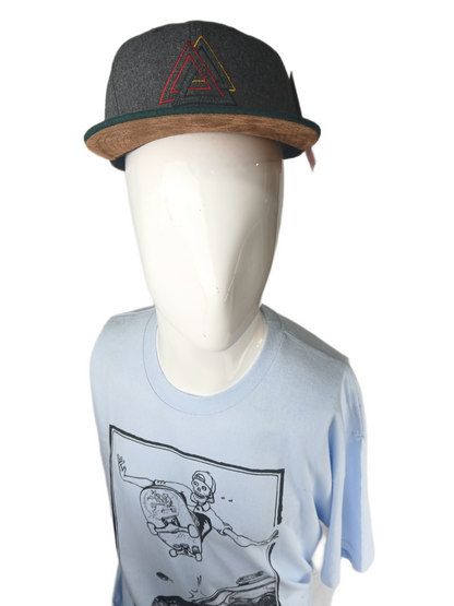 Official Premium John Cardiel All Hail Triangles Rasta Grey Green Wool Size One Size Fits All Vintage Leather Strapback Hat