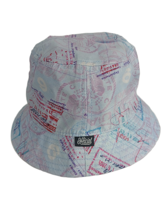 Official Marquise Henry OFF Passport Print Multi Color Size S - M Vintage Bucket Hat
