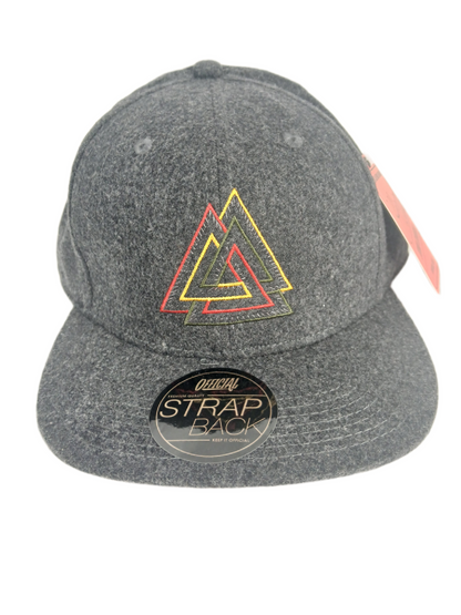 Official Premium John Cardiel All Hail Triangles Rasta Grey Wool One Size Fits All Vintage Leather Strapback Hat
