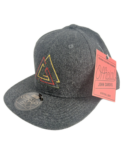 Official Premium John Cardiel All Hail Triangles Rasta Grey Wool One Size Fits All Vintage Leather Strapback Hat