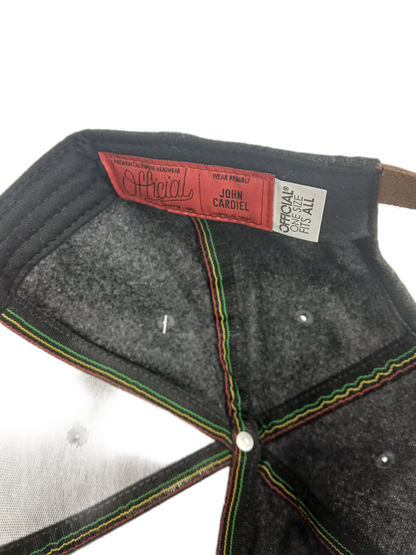 Official Premium John Cardiel All Hail Triangles Rasta Grey Wool One Size Fits All Vintage Leather Strapback Hat