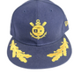 Fourstar X New Era 59Fifty 4Star Navy Gold Ship Coat Of Arms Anchor & Leaves Size 7 55.8cm Vintage Fitted Hat