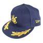 Fourstar X New Era 59Fifty 4Star Navy Gold Ship Coat Of Arms Anchor & Leaves Size 7 55.8cm Vintage Fitted Hat