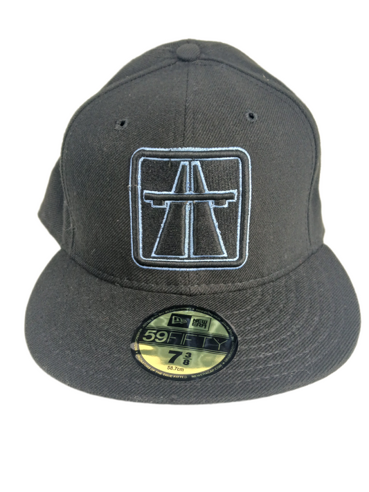 Autobahn X New Era 59Fifty Autobahn Logo Black Lt Blue Size 7 3/8 58.7cm Vintage Fitted Hat