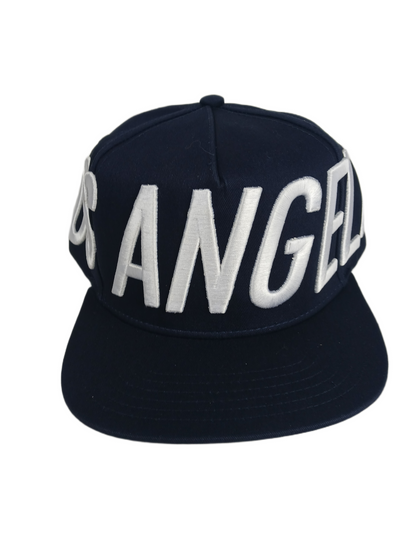 Stampd LA Los Angeles Navy Silver Large Print One Size Fits All Vintage Snapback Hat