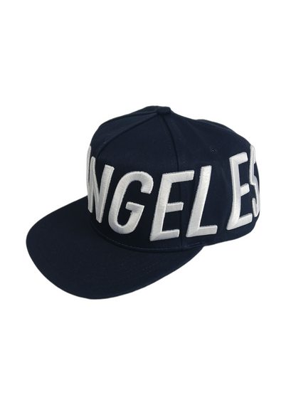 Stampd LA Los Angeles Navy Silver Large Print One Size Fits All Vintage Snapback Hat