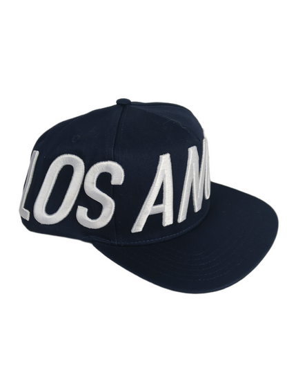 Stampd LA Los Angeles Navy Silver Large Print One Size Fits All Vintage Snapback Hat