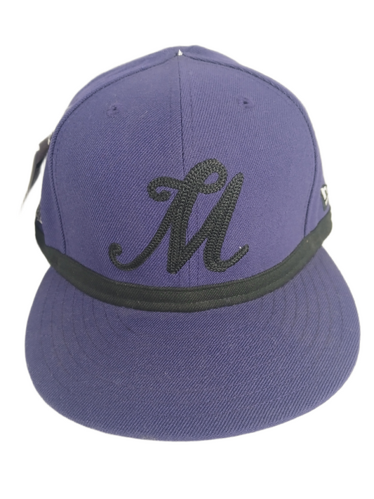 Matix X New Era 59Fifty Brandon Biebel Signature Beezy Purple Black M Initial Front BB Initials Back Size 7 1/2 59.6cm Vintage Fitted Hat