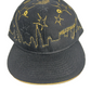 Adidas Hollywood Skyline Felt Black Gold All Over Print Size 7 3/8 Vintage Fitted Hat