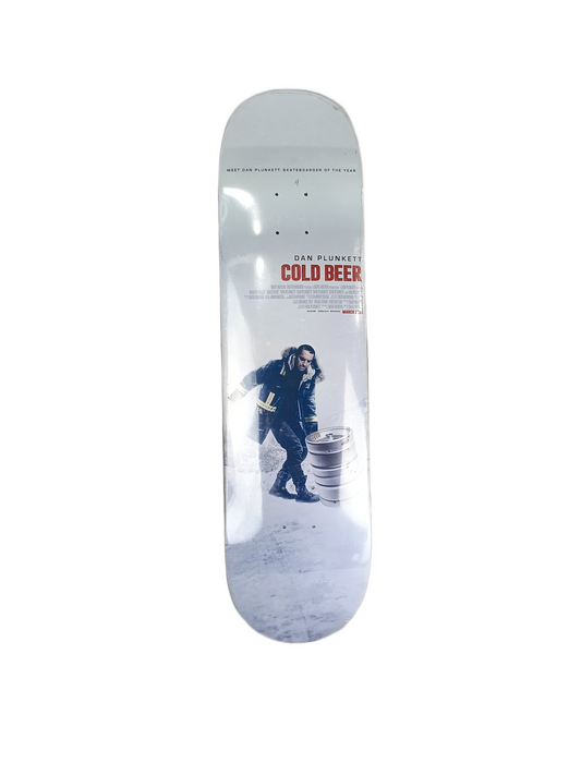 Skate Mental Dan Plunkett Skater Of The Year Cold Beer White Multi Size 8.125" Vintage NOS Deck