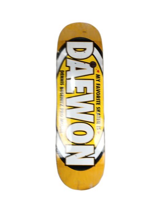Real Dennis Busenitz My Favorite Skater Is Daewon Yellow Black White Size 8.25" Vintage NOS Deck