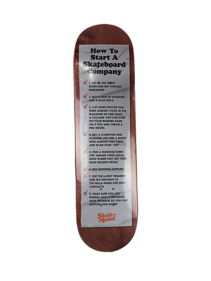 Skate Mental How To Start A Skateboard Company Red Woodgrain White Black Size 8.25" Vintage NOS Deck