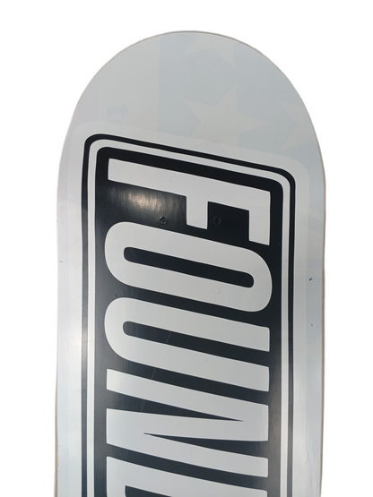 Toy Machine X Foundation American Flag Stars & Stripes Toy Machine Graphic Overlayed By Foundation Black White Text Print Size 8.375" Vintage NOS Deck