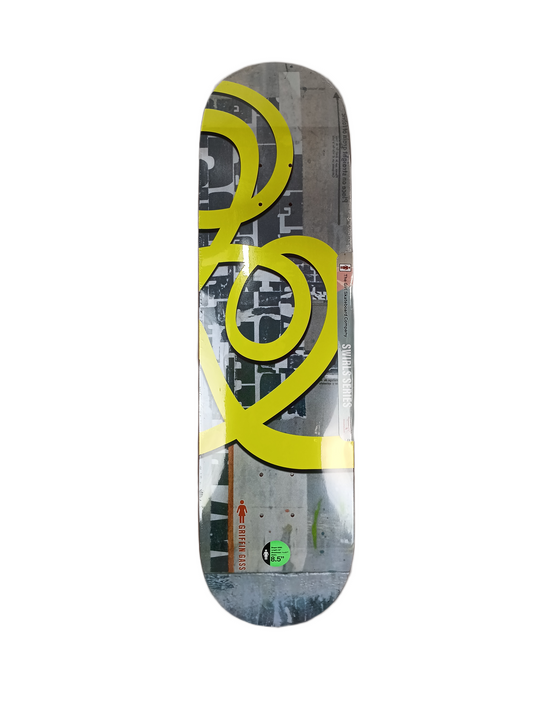 Girl Griffin Gass Swirl Series Andy Jenkins 30 Years Raised Embossed Graphic Multi Yellow Size 8.5" Vintage NOS Deck