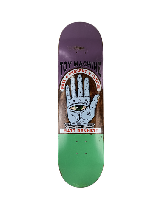 Toy Machine Matt Bennett Fortune Teller Palm Reader Purple Turquoise Brown Size 8.5" Vintage NOS Deck