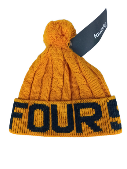 Fourstar Black Yellow One Size Fits All Vintage Knit Beanie