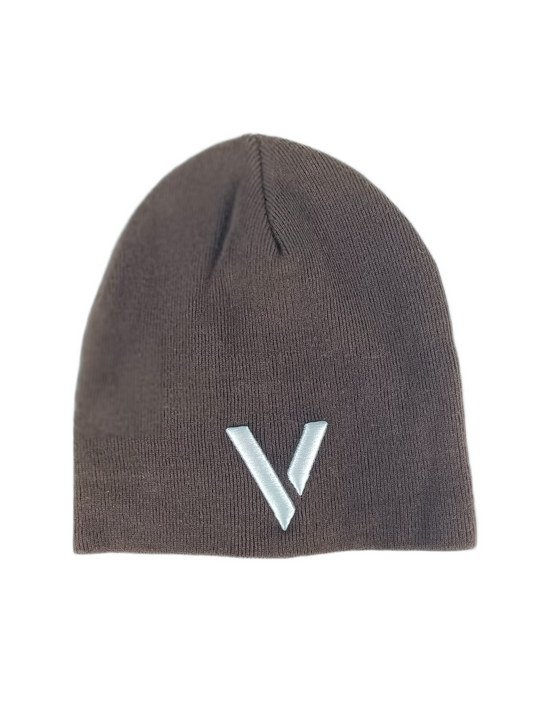 Venture V Logo Silver Brown One Size Fits All Vintage Beanie