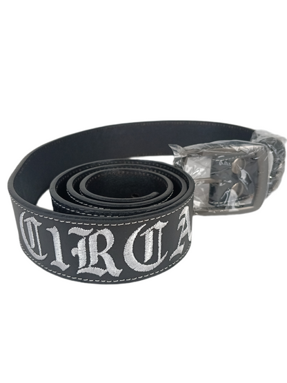 Circa C1rca Skull Black Black Silver Size L Vintage Genuine Leather Belt