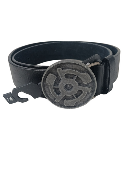 Stereo Sound Agency Gears Logo Black Black Large Silver Buckle One Size Fits All Vintage Belt