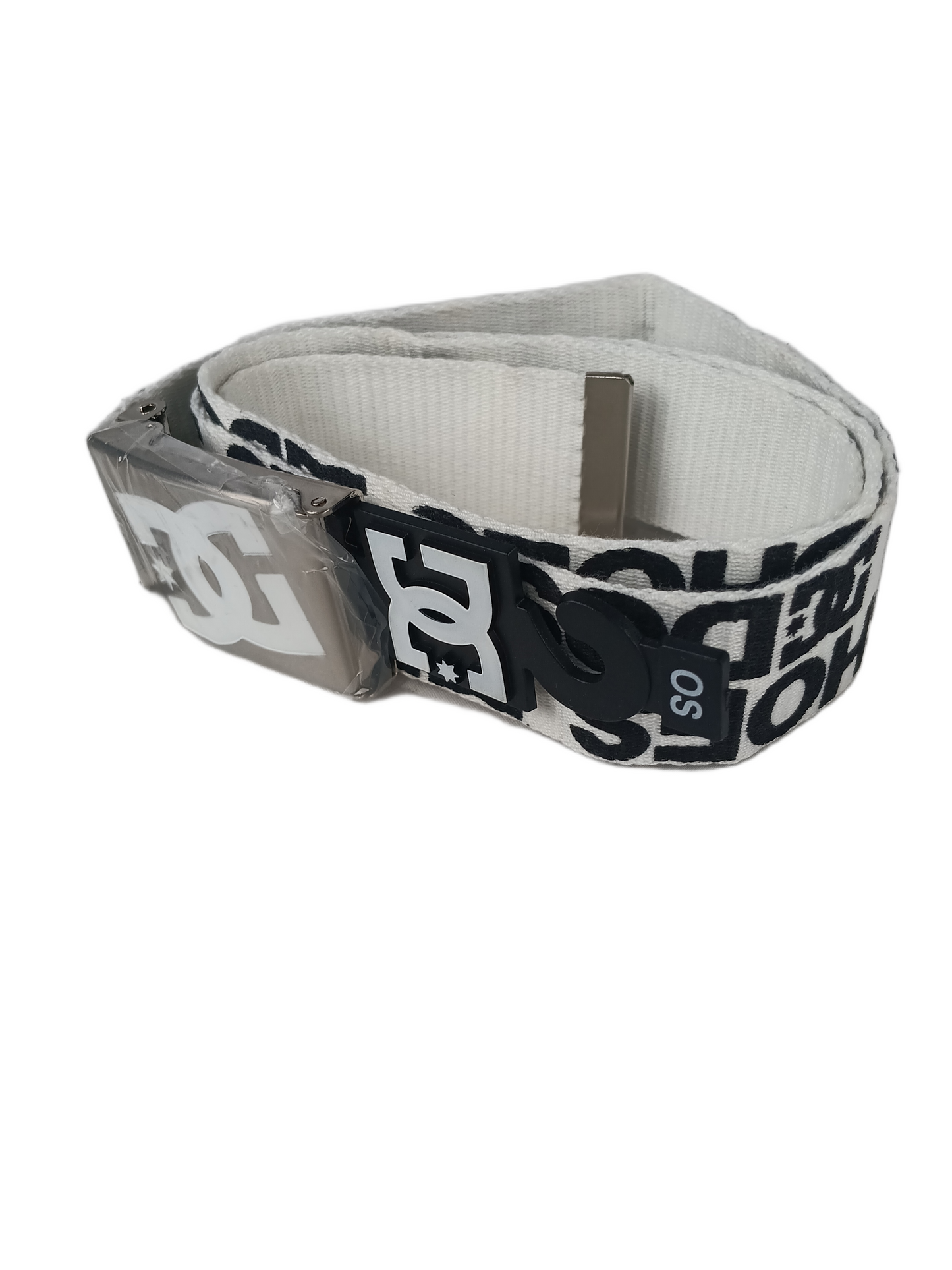 DC DC Shoes Repeater Logo Web Black White Silver Buckle One Size Fits All Vintage Belt