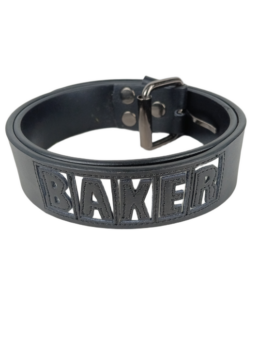 Baker Greco Rocker Black White Leather Size 32" Vintage Belt
