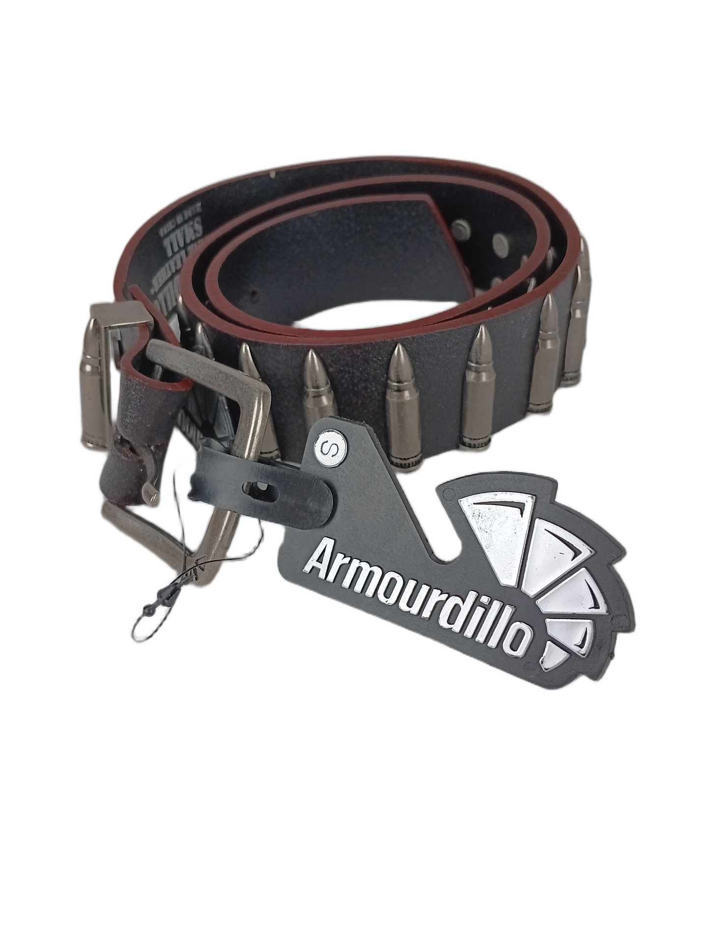 Armourdillo Bullets Black Silver Size S Genuine Leather Belt