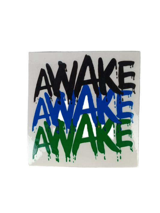 Venture Awake Triple Logo Clear Black Blue Green Size 4.25" X 4.4" Vintage NOS Sticker