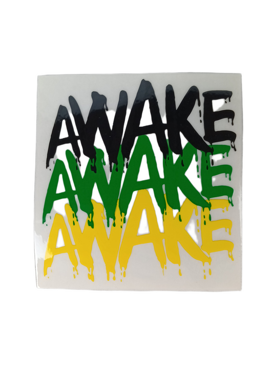 Venture Awake Triple Logo Clear Black Green Yellow Size 4.25" X 4.4" Vintage NOS Sticker