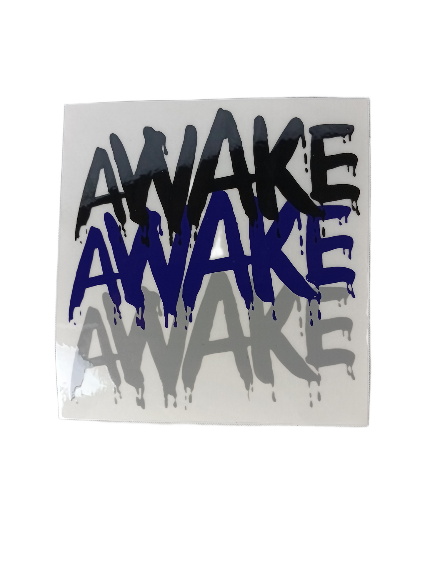 Venture Awake Triple Logo Clear Black Purple Grey Size 4.25" X 4.4" Vintage NOS Sticker