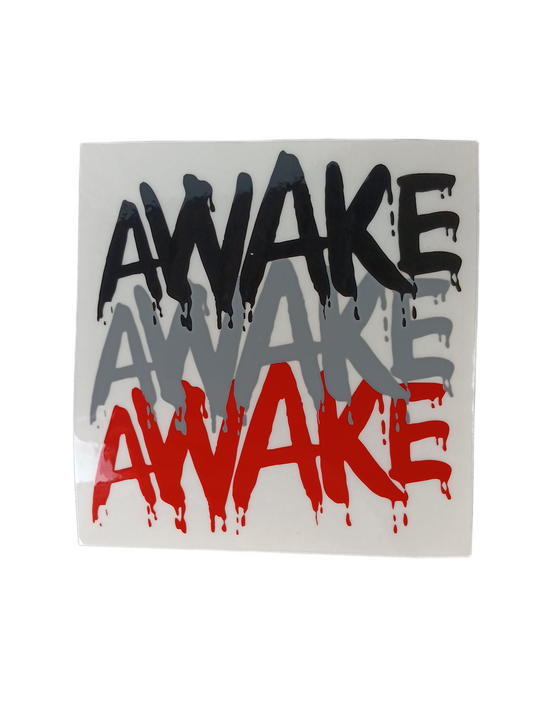 Venture Awake Triple Logo Clear Black Grey Red Size 4.25" X 4.4" Vintage NOS Sticker