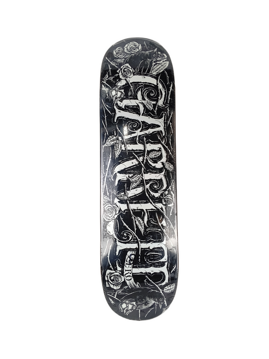 Zero Garrett Hill Dura-Slick Roses & Thorns Black White Size 8.500" Vintage NOS Deck