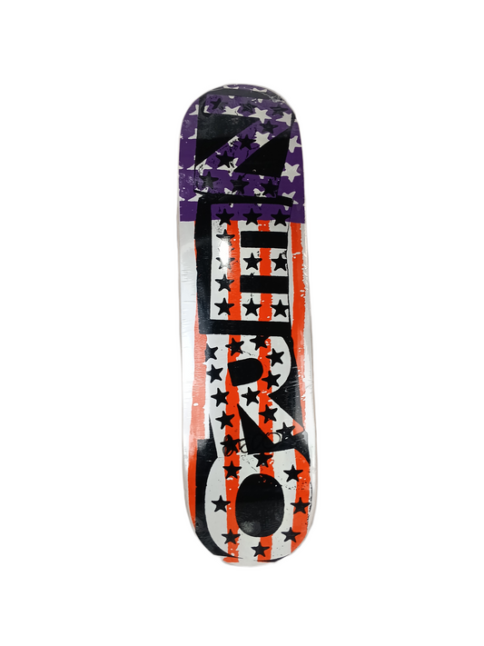 Zero Chris Cole American Punk Flag Off White Orange Black Purple Size 8.500" Vintage NOS Deck